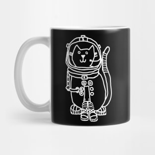 White Line Space Captain Yellow Cat Mug